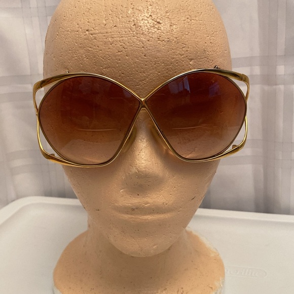 Vintage Dior Butterfly 2056 Gold and Red Frame Oversized Prescription Sunglasses - Picture 2 of 15